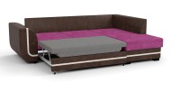Угловой диван Чикаго Люкс велюр розовый + экокожа коричневый