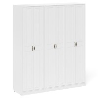 Прихожая П-6 Шкаф + Шкаф + Шкаф, цвет белая шагрень/фасады МДФ белое дерево фрезеровка прованс, ШхГхВ 180х50х210 см.