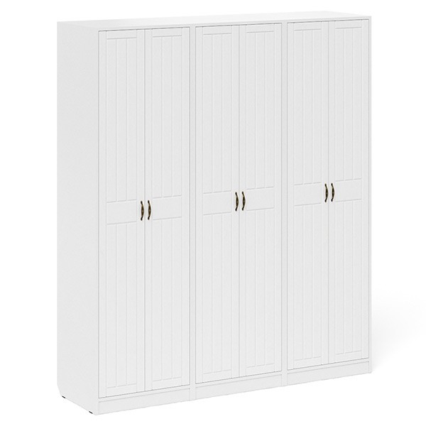 Прихожая П-6 Шкаф + Шкаф + Шкаф, цвет белая шагрень/фасады МДФ белое дерево фрезеровка прованс, ШхГхВ 180х50х210 см.