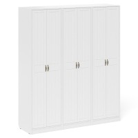 Прихожая П-6 Шкаф + Шкаф + Шкаф, цвет белая шагрень/фасады МДФ белое дерево фрезеровка прованс, ШхГхВ 180х50х210 см.