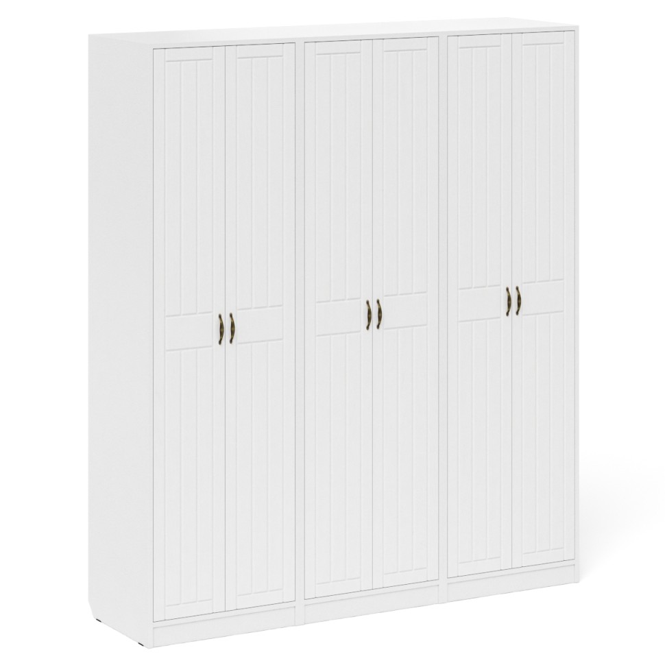 Прихожая П-6 Шкаф + Шкаф + Шкаф, цвет белая шагрень/фасады МДФ белое дерево фрезеровка прованс, ШхГхВ 180х50х210 см.