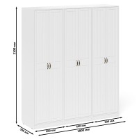 Прихожая П-6 Шкаф + Шкаф + Шкаф, цвет белая шагрень/фасады МДФ белое дерево фрезеровка прованс, ШхГхВ 180х50х210 см.