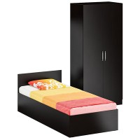 Кровать 0900 + Шкаф 2-х створчатый Стандарт, цвет венге, ШхГхВ 93,5х203,5х70 + 90х52х200 см., сп.м. 900х2000 мм., без матраса, основание есть