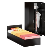 Кровать 0900 + Шкаф 2-х створчатый Стандарт, цвет венге, ШхГхВ 93,5х203,5х70 + 90х52х200 см., сп.м. 900х2000 мм., без матраса, основание есть