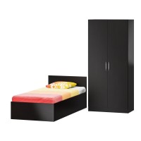 Кровать 0900 + Шкаф 2-х створчатый Стандарт, цвет венге, ШхГхВ 93,5х203,5х70 + 90х52х200 см., сп.м. 900х2000 мм., без матраса, основание есть