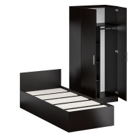 Кровать 0900 + Шкаф 2-х створчатый Стандарт, цвет венге, ШхГхВ 93,5х203,5х70 + 90х52х200 см., сп.м. 900х2000 мм., без матраса, основание есть