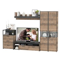 Трувор Гостиная 037, цвет дуб гранж песочный/интра, ШхГхВ 305,4х45,4х210 см., универсальная сборка