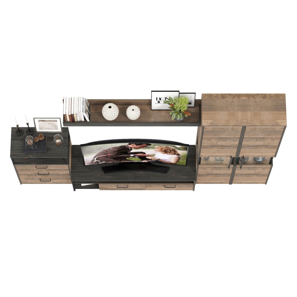 Трувор Гостиная 037, цвет дуб гранж песочный/интра, ШхГхВ 305,4х45,4х210 см., универсальная сборка