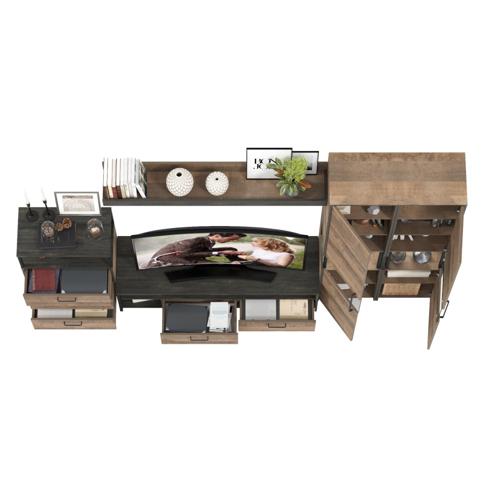 Трувор Гостиная 037, цвет дуб гранж песочный/интра, ШхГхВ 305,4х45,4х210 см., универсальная сборка