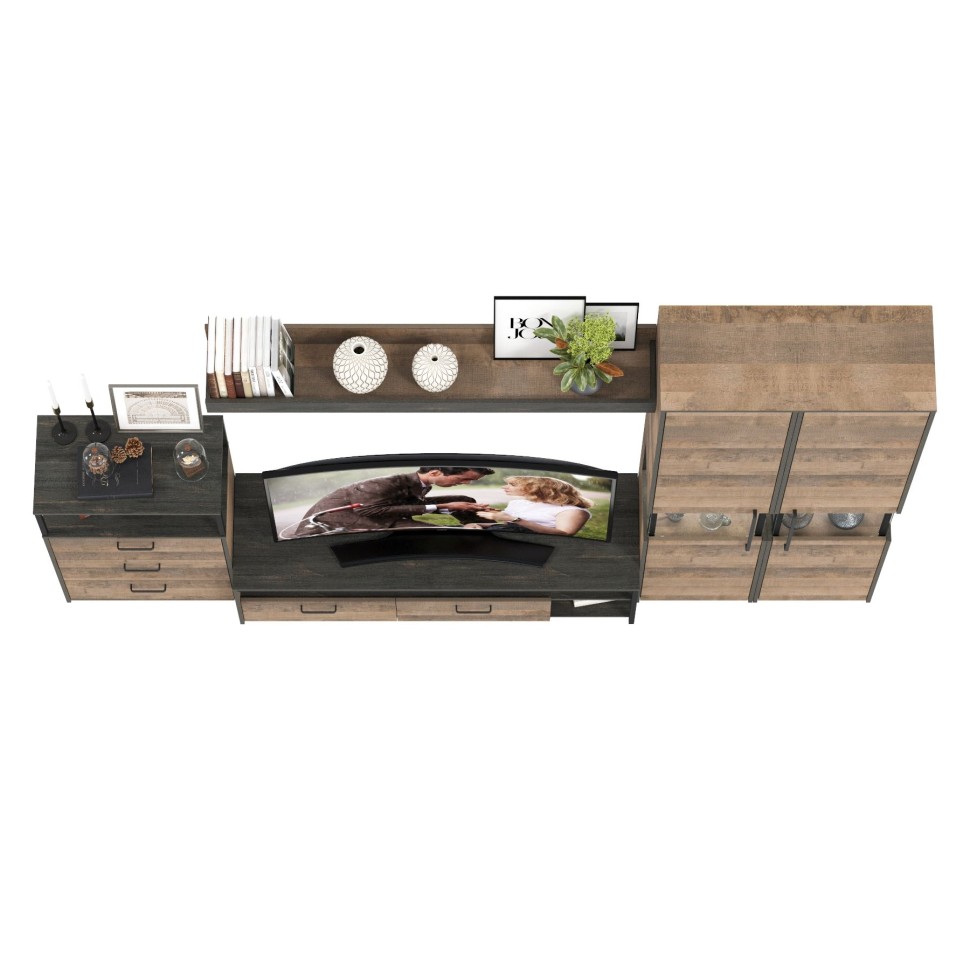 Трувор Гостиная 037, цвет дуб гранж песочный/интра, ШхГхВ 305,4х45,4х210 см., универсальная сборка