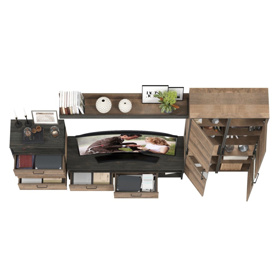 Трувор Гостиная 037, цвет дуб гранж песочный/интра, ШхГхВ 305,4х45,4х210 см., универсальная сборка