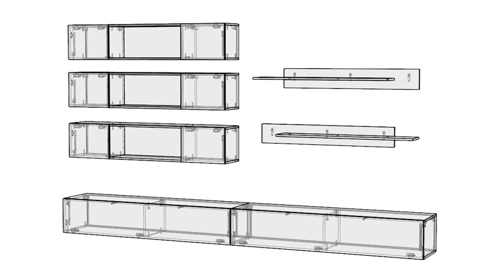 Гостиная 6 МДФ Белый DM635-6 / Черный 0190