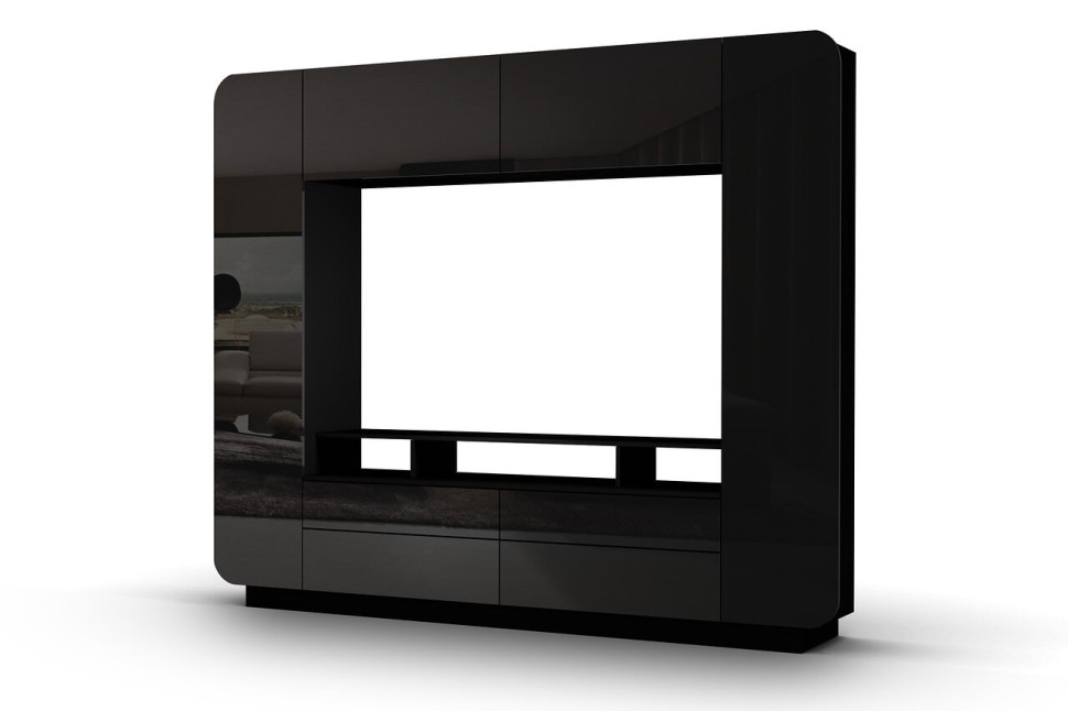 Гостиная Купертино МДФ (с полкой под ТВ) (черная)