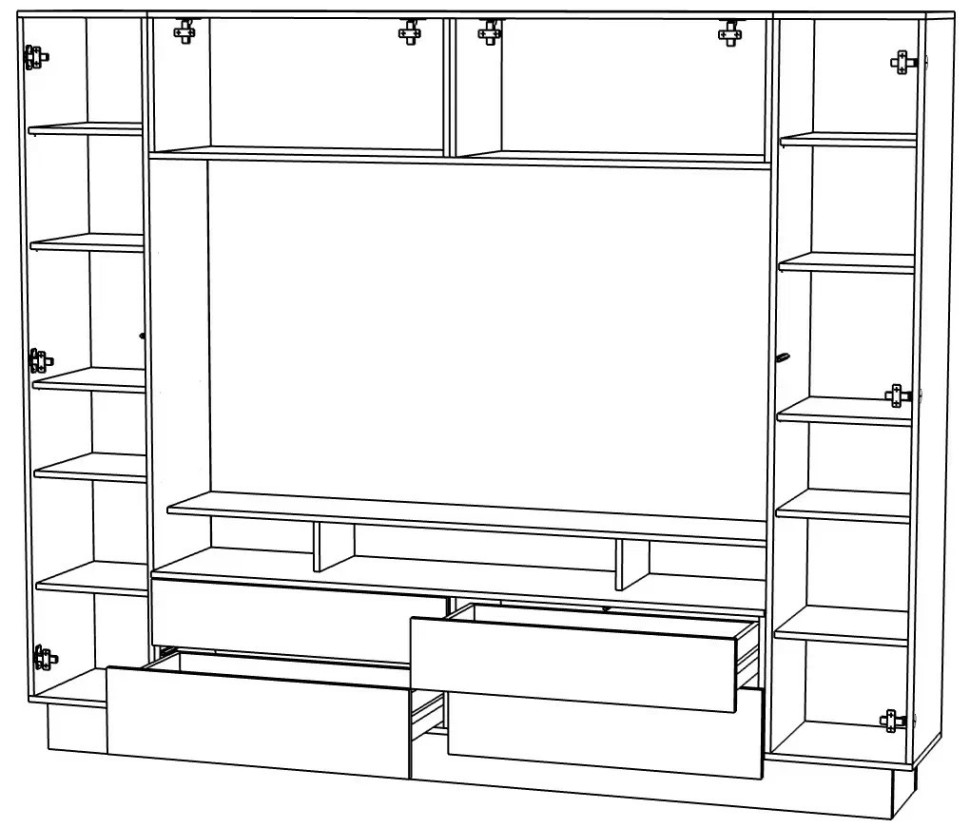 Гостиная Купертино МДФ (с полкой под ТВ) (черная)