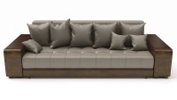 Диван прямой Дубай еврокнижка коричневая рогожка+коричневая экокожа