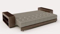 Диван прямой Дубай еврокнижка коричневая рогожка+коричневая экокожа