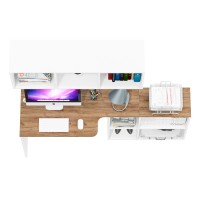 Лидер-8 Стол + Полка, цвет белый шагрень/крафт золото, ШхГхВ 165х50/30х190 см. или 115х50/80х190 см., НЕ универсальная сборка