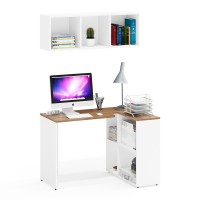 Лидер-8 Стол + Полка, цвет белый шагрень/крафт золото, ШхГхВ 165х50/30х190 см. или 115х50/80х190 см., НЕ универсальная сборка