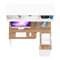 Лидер-8 Стол + Полка, цвет белый шагрень/крафт золото, ШхГхВ 165х50/30х190 см. или 115х50/80х190 см., НЕ универсальная сборка