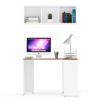 Лидер-8 Стол + Полка, цвет белый шагрень/крафт золото, ШхГхВ 165х50/30х190 см. или 115х50/80х190 см., НЕ универсальная сборка