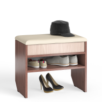 СНЯТО Тумба для обуви С-МД-ТО-09, цвет ясень шимо светлый/ясень шимо тёмный, ШхГхВ 60х37х45 см., обувница с нишей и мягким сиденьем