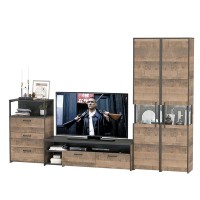 Трувор Гостиная 038, цвет дуб гранж песочный/интра, ШхГхВ 305,4х45,4х210 см., универсальная сборка