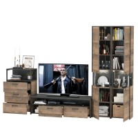 Трувор Гостиная 038, цвет дуб гранж песочный/интра, ШхГхВ 305,4х45,4х210 см., универсальная сборка