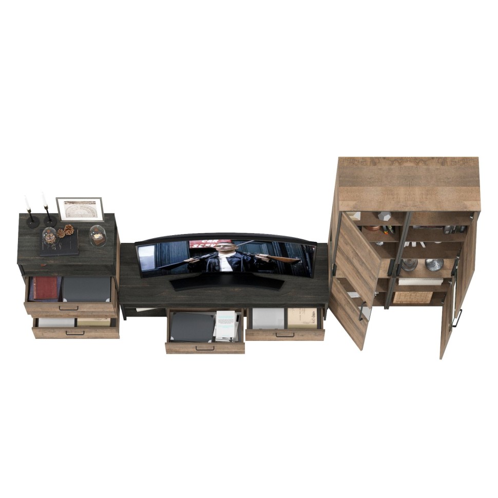 Трувор Гостиная 038, цвет дуб гранж песочный/интра, ШхГхВ 305,4х45,4х210 см., универсальная сборка