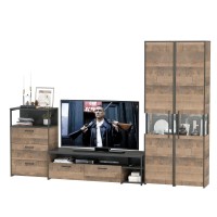 Трувор Гостиная 038, цвет дуб гранж песочный/интра, ШхГхВ 305,4х45,4х210 см., универсальная сборка