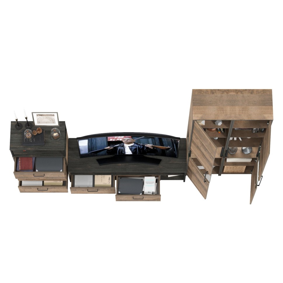 Трувор Гостиная 038, цвет дуб гранж песочный/интра, ШхГхВ 305,4х45,4х210 см., универсальная сборка