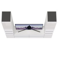 Сидней Комплектация № 017, цвет корпус: белый/чёрный/фасады: МДФ белый глянец, ШхГхВ 199,9х41,3х205,2 см., ниша для ТВ 129х41х100 см., универс. сборка