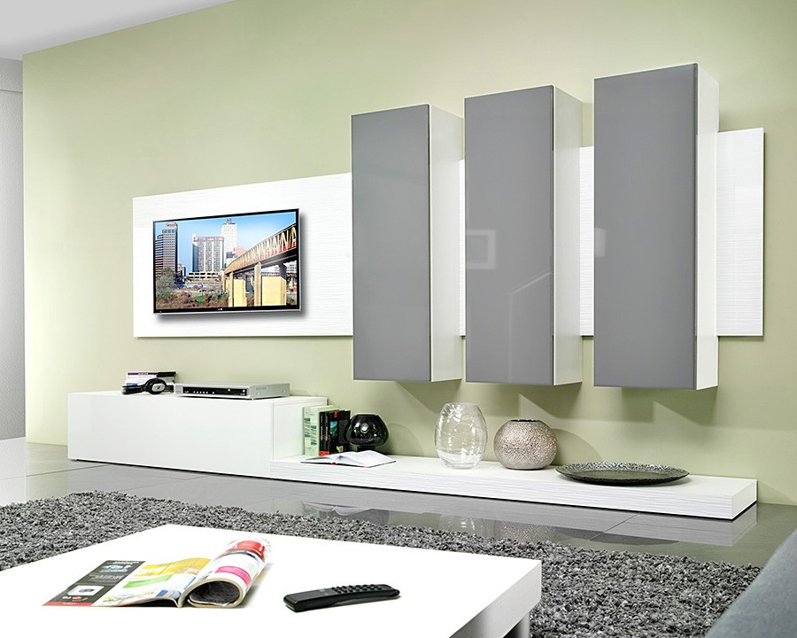 Гостиная Лайф МДФ Светло-серый DM811-6Т / Белый Фасадный 0101