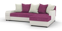 Угловой диван Аристократ Люкс велюр розовый + экокожа белый
