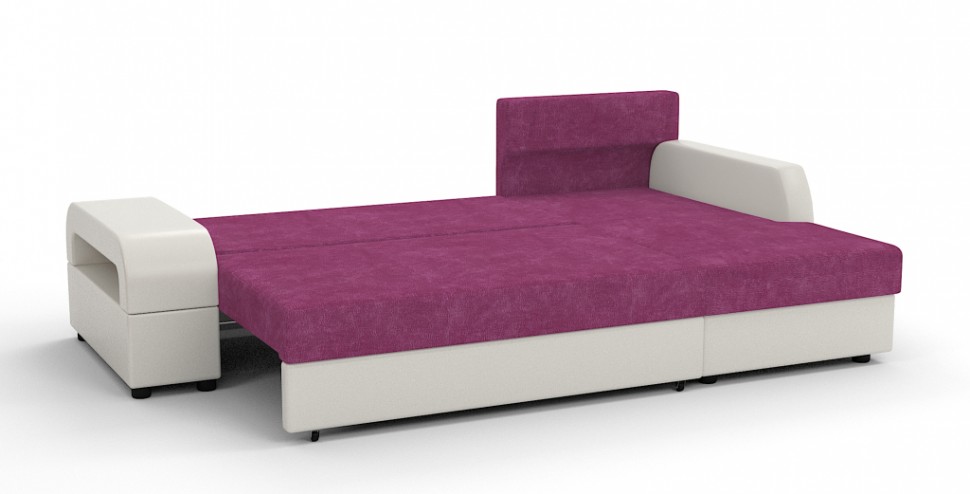 Угловой диван Аристократ Люкс велюр розовый + экокожа белый