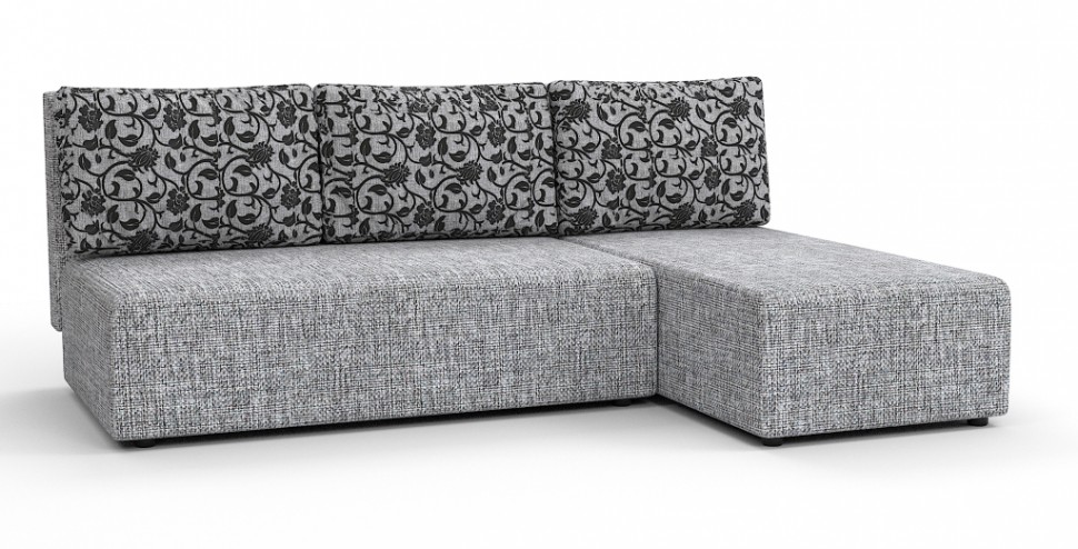 Угловой диван Сеул Люкс рогожка серый + цветы