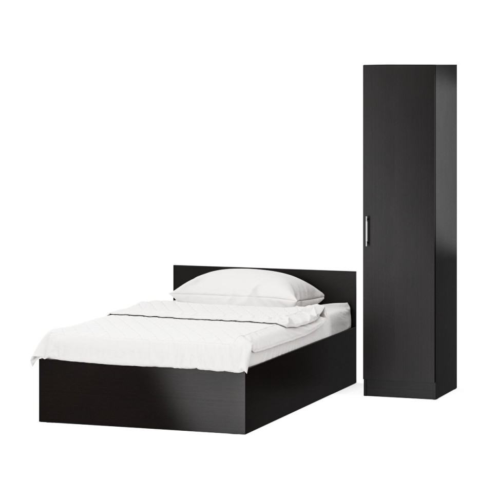 Кровать 1200 + Пенал Стандарт, цвет венге, ШхГхВ 123,5х203,5х70 + 45х52х200 см., сп.м. 1200х2000 мм., без матраса, основание есть