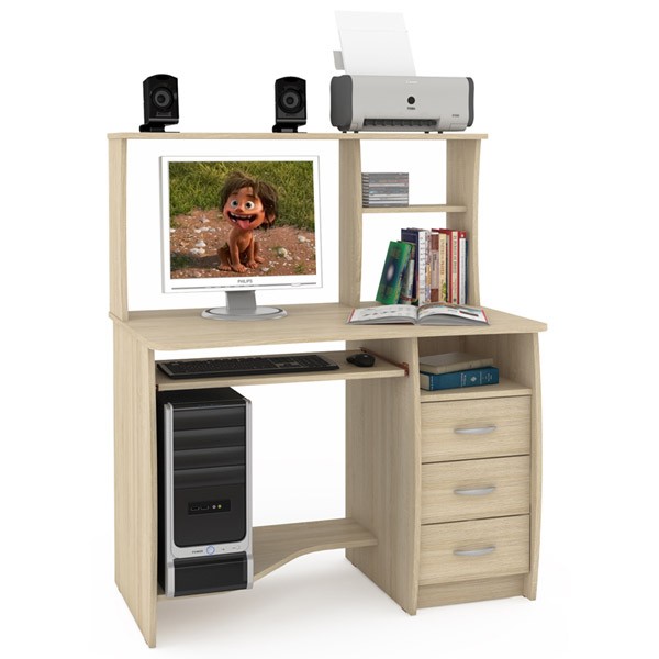 СНЯТО Стол компьютерный Комфорт 4 СК, цвет дуб паллада, ШхГхВ 105х65х125 см., НЕ универсальная сборка (50)