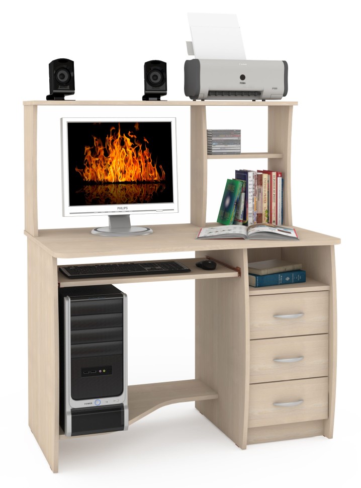 СНЯТО Стол компьютерный Комфорт 4 СК, цвет дуб паллада, ШхГхВ 105х65х125 см., НЕ универсальная сборка (50)
