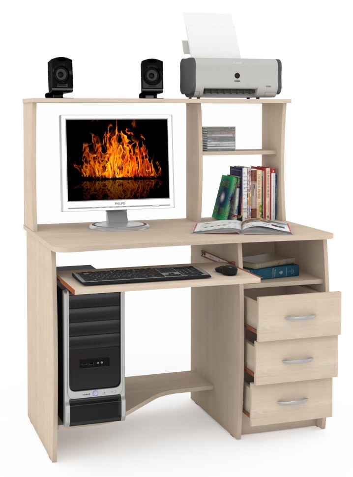 СНЯТО Стол компьютерный Комфорт 4 СК, цвет дуб паллада, ШхГхВ 105х65х125 см., НЕ универсальная сборка (50)