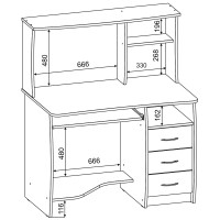 СНЯТО Стол компьютерный Комфорт 4 СК, цвет дуб паллада, ШхГхВ 105х65х125 см., НЕ универсальная сборка (50)