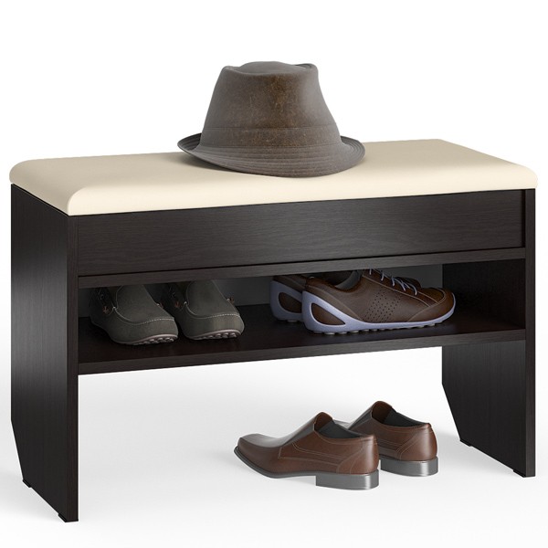 Тумба для обуви С-МД-ТО-10, цвет венге, ШхГхВ 80х37х45 см., обувница с нишей и мягким сиденьем