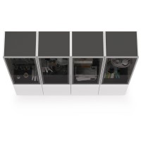 Сидней Комплектация № 018, цвет корпус: белый/чёрный/фасады: МДФ белый глянец, ШхГхВ 200х41,3х205,2 см., универсальная сборка