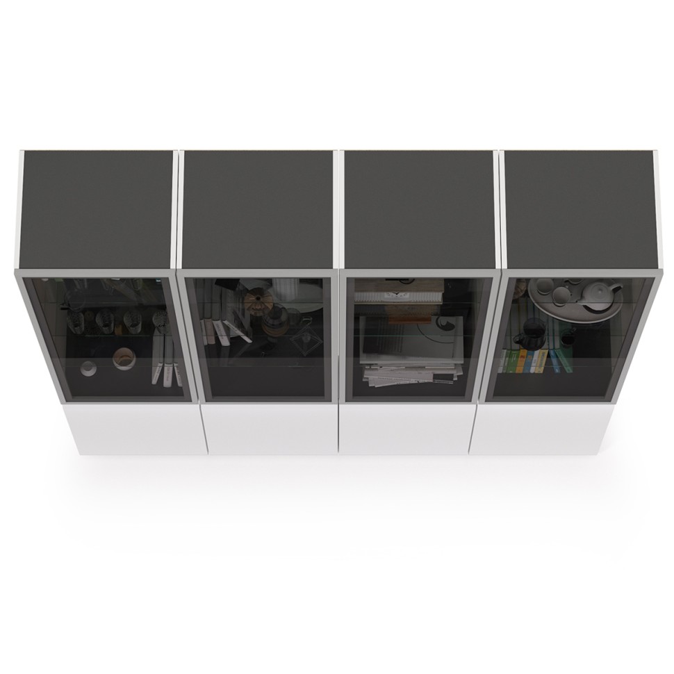 Сидней Комплектация № 018, цвет корпус: белый/чёрный/фасады: МДФ белый глянец, ШхГхВ 200х41,3х205,2 см., универсальная сборка