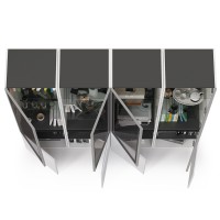 Сидней Комплектация № 018, цвет корпус: белый/чёрный/фасады: МДФ белый глянец, ШхГхВ 200х41,3х205,2 см., универсальная сборка