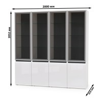 Сидней Комплектация № 018, цвет корпус: белый/чёрный/фасады: МДФ белый глянец, ШхГхВ 200х41,3х205,2 см., универсальная сборка