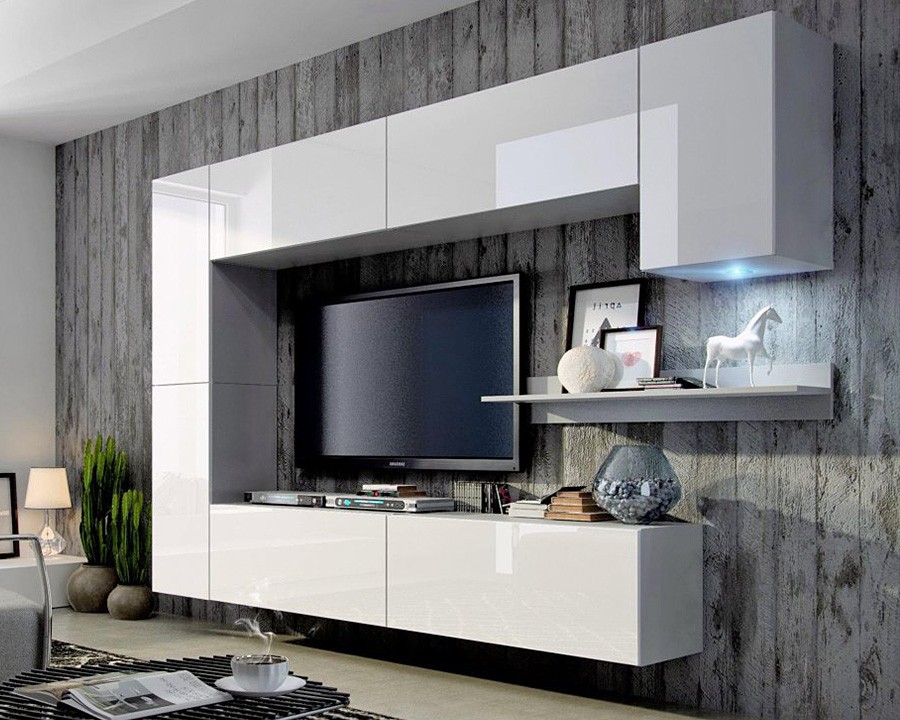 Гостиная 7 МДФ Белый DM635-6 / Белый Фасадный 0101