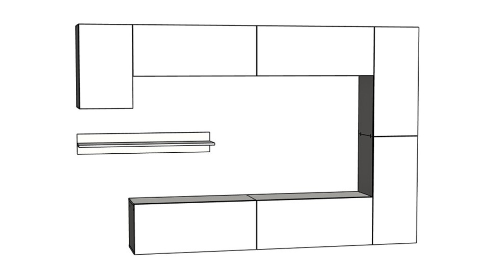 Гостиная 7 МДФ Белый DM635-6 / Белый Фасадный 0101
