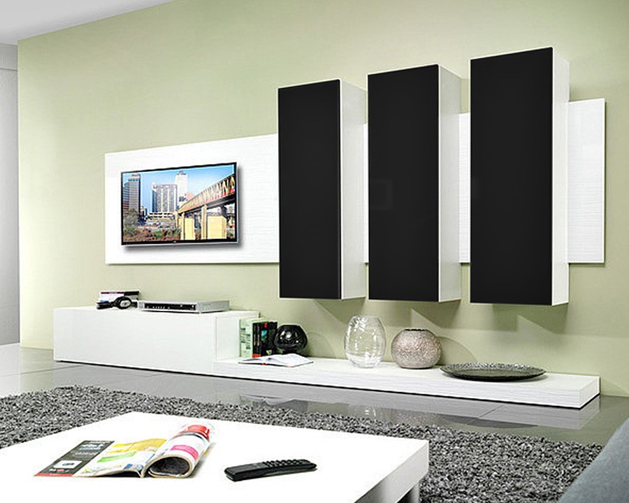 Гостиная Лайф Черный 0190 / Белый Фасадный 0101