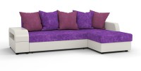 Угловой диван Аристократ Люкс велюр фиолетовый + экокожа белый