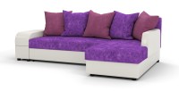 Угловой диван Аристократ Люкс велюр фиолетовый + экокожа белый